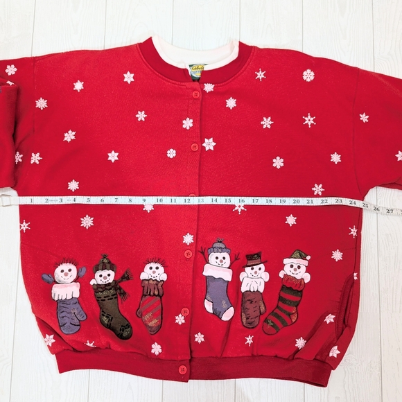 Cabela's Snowman Cardigan Women's Size XL or 2X Sweatshirt Christmas Red - Picture 12 of 13